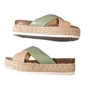 Beach  Sandals Women's Size 8.5 Sage Green Platform Espadrille Slide Slip On